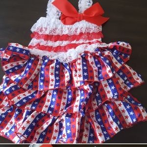 Patriotic dress 2 T ruffles lace New in package